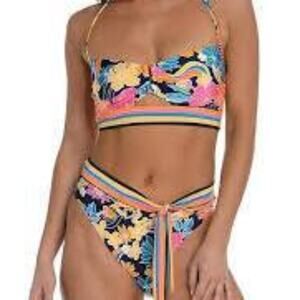 SUNSHINE 79 High Waist Bottom Bandeau Top Bikini Swimsuit Love Swirl Size 10